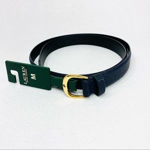 Lauren Ralph Lauren Kenton Dark Navy Leather Belt - M - NWT